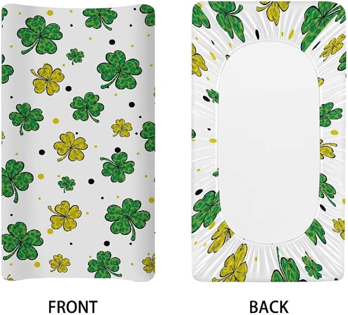 Green Leaf Baby Changing Pad Cover Durable Waterproof Changing Table Cover Stain Resistant Table Sheets Breathable St. Patrick's Day Diaper Changing Mat Cover