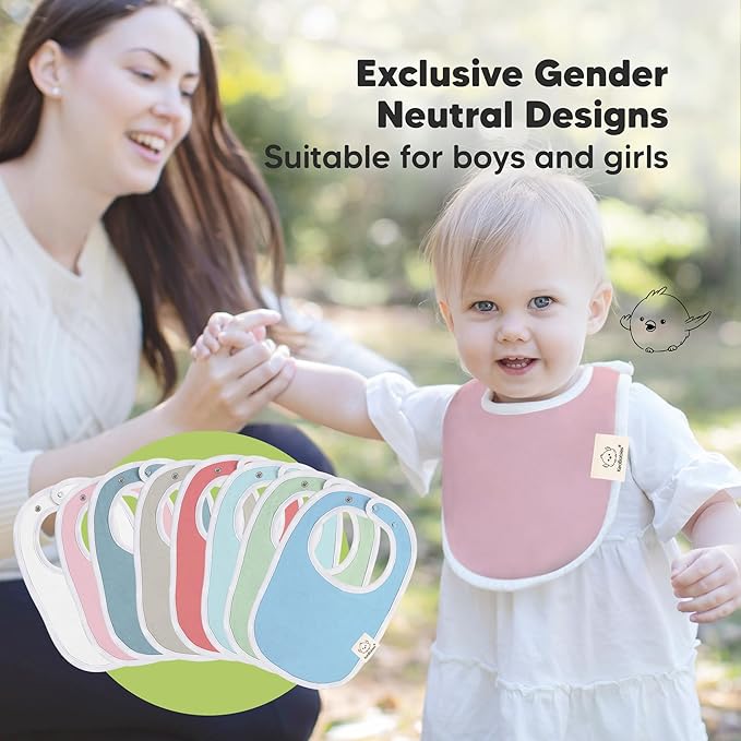 8-Pack Organic Baby Bibs for Boys, Girls - Soft Cotton Drooling and Teething Bibs for Baby Girl & Boy, Extra Absorbent, Easy to Clean & Put On for Toddler, Newborn, Infant 0-24 Months (Spring)