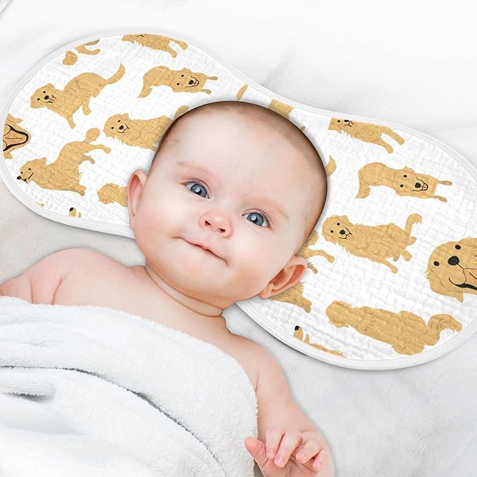 Golden Retriever Dog Muslin Burp Cloths for Baby 4 Pack Soft 100% Cotton Baby Washcloths Bibs for Boy Girl