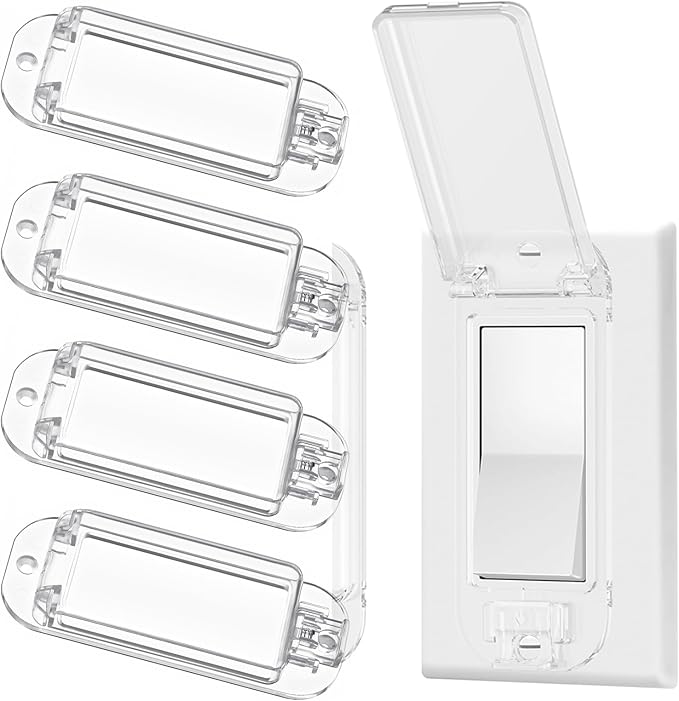 4Pcs Light Switch Guard, Child Proof Wall Switch Cover Keeps Lights or Switches from Being Accidentally Turned ON or OFF While Allowing Access