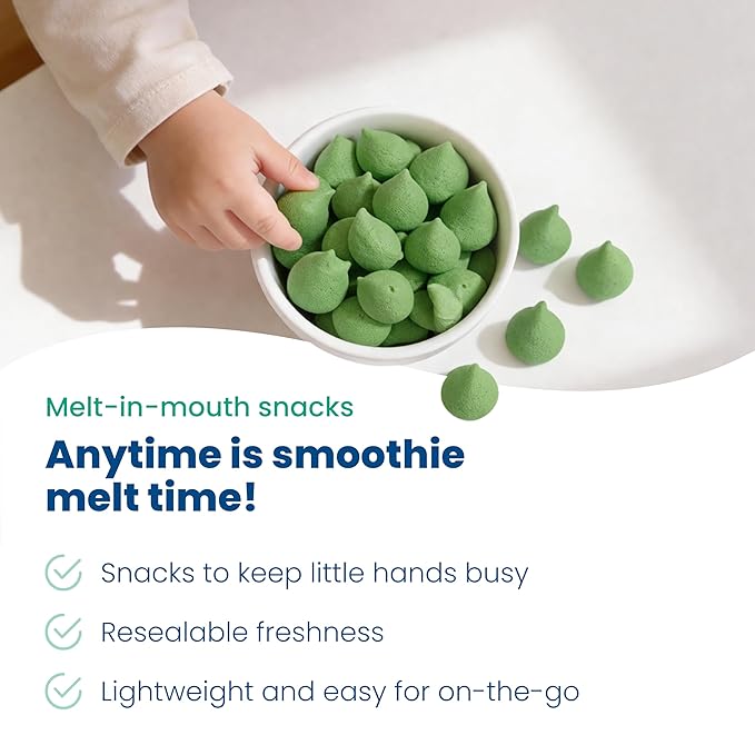 Amara Smoothie Melts - Mighty Sweet Greens - Baby Snacks Made With Fruits and Vegetables - Healthy Toddler Snacks For Your Kids Lunch Box - Organic Plant Based Yogurt Melts - 6 Resealable Bags