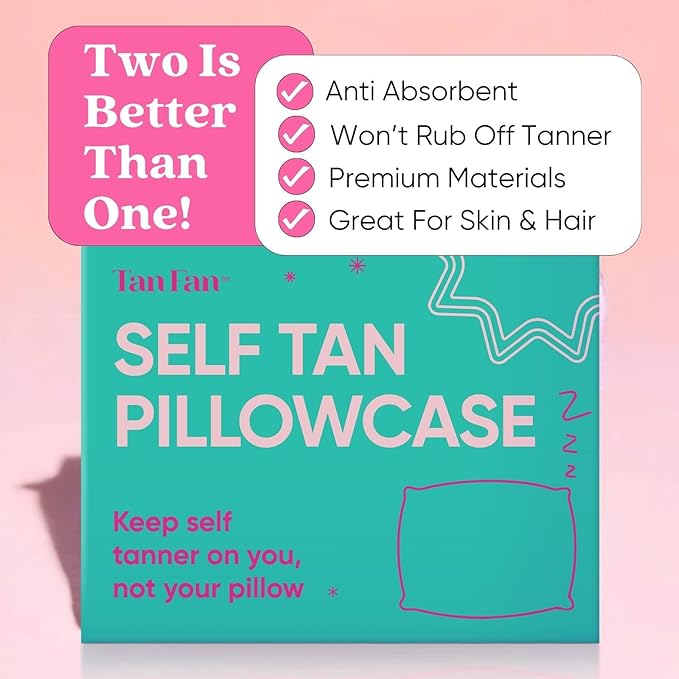 Tan Fan Self Tan Pillowcase - 100% Silky Soft Satin Pillow Case To Protect from Self Tanner Stains - Cooling Cover w Envelope Closure - Great For Hair and Skin - Fits Standard Size Pillows - Baby Pink