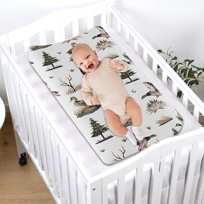 Watercolor Mallard Duck Changing Pad Cover Duck Hunting Diaper Changing Pad Cover Sheets for Boys Girls Wildlife Soft Stretch Fitted Baby Change Table Pad Mats Covers 32''x16''