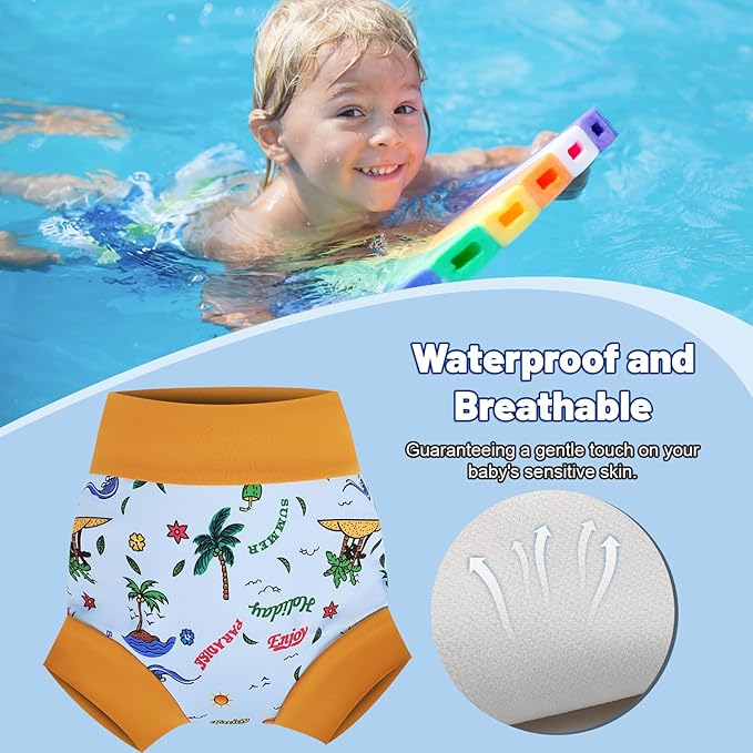 MOEMOE Baby Reusable Swim Diapers 3Pcs Comfortable Waterproof Baby Swim Diapers for Boys Swim Lesson S/2T