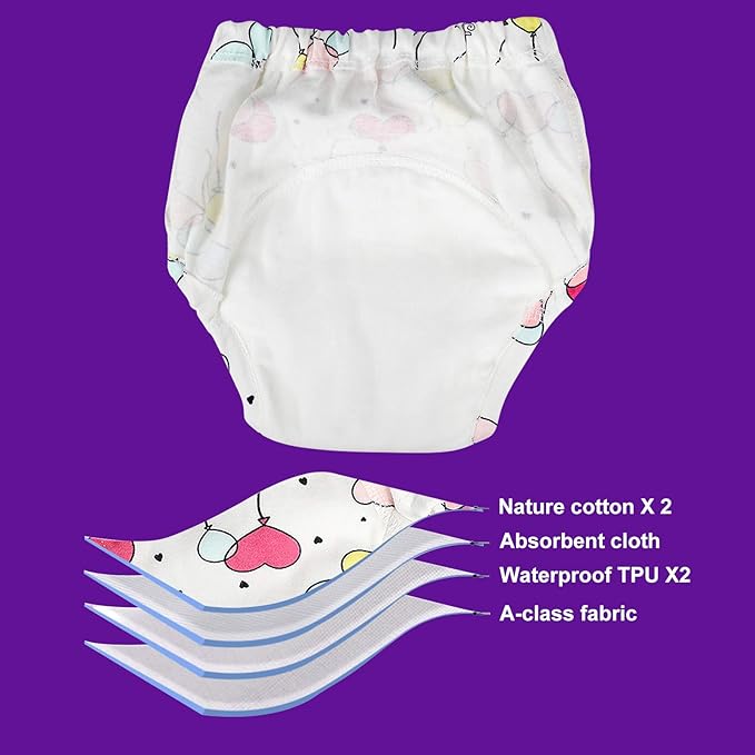 MooMoo Baby Potty Training Pants 6 Packs Absorbent Training Underwear for Boys and Girls Cotton Pee Pants 2T-9T