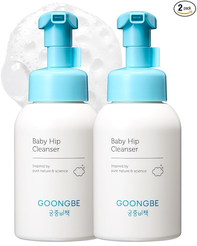 GOONGBE Baby Diapering Cleanser - Korean Baby Hip Buttocks Wash for Baby's Sensitive Skin - Dermatologically Tested - pH 5.5 Soft and Dense Bubble Foam, 10.1 fl.oz. 2 Pack