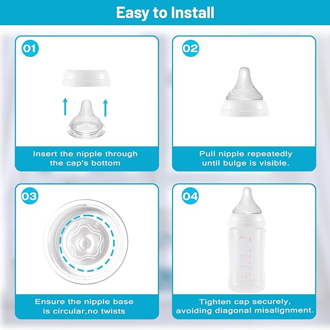 Silicone Nipples for Pigeon Bottles, Anti-Colic Replacement Nipple for Baby 6m+, BPA Free, Fast Flow, Size L, 4 Count