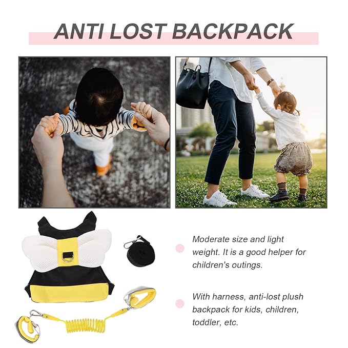 Toddmomy Toddler Harness Leash Anti Lost Wrist Link Walking Wristband Safety Backpack Cute Assistant Strap Belt for Toddlers Child Baby Outdoor Activity Yellow