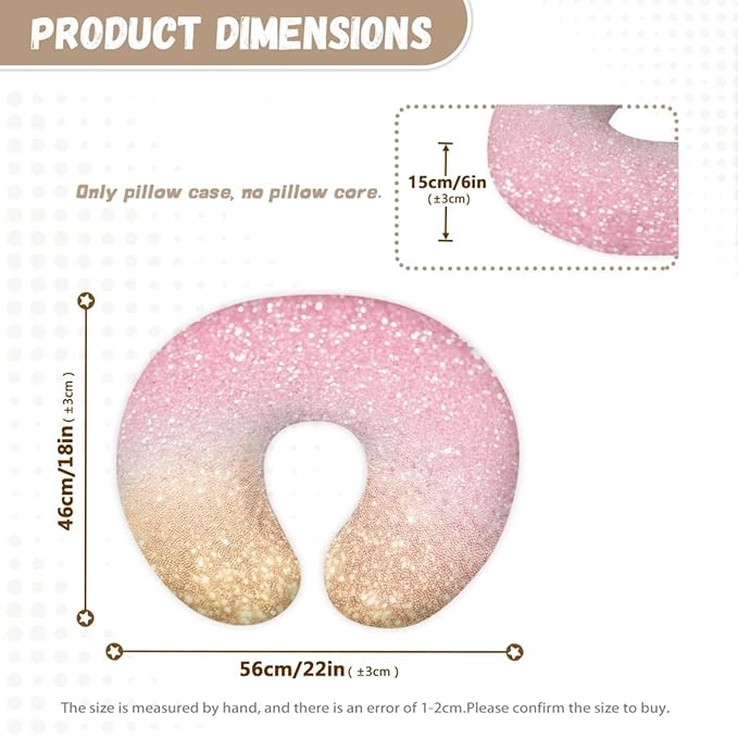 Nursing Pillow Covers, Soft & Cute Covers for Breastfeeding Pillows, Slipcovers for Newborn Baby Boys & Girls, Pink Gradient
