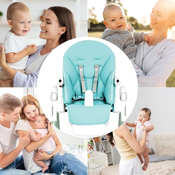 Baby High Chair Cover Replacement | PU Leather Dining Chair Cover with Soft Cushion Seat, Easy to Install High Chair Covers for Baby and Toddler, High Chair Cover Replacement (Blue)