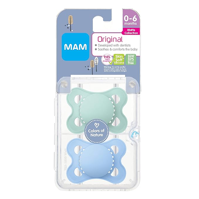MAM Easy Start Anti-Colic Bottle 9 oz (3-Count), Baby Essentials, Medium Flow Bottles & Original Matte Baby Pacifier, Nipple Shape Helps Promote Healthy Oral Development, Sterilizer