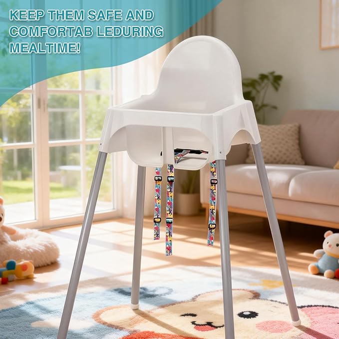 High Chair Straps Replacement for Wooden High Chair - Universal Safety Harness for Infant & Toddler, Adjustable Baby Safety Strap, High Chair Accessories Compatible with Most Wooden High Chairs