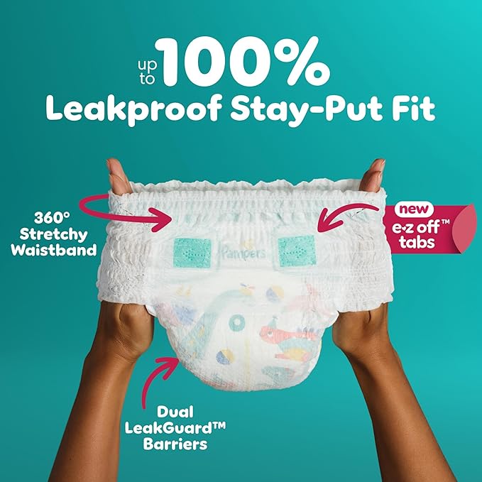 Pampers Pull On Cruisers 360° Fit Disposable Baby Diapers Size 3, One Month Supply (168 Count) with Free & Gentle Baby Wipes 12 Flip-Top Packs (936 Wipes Total)