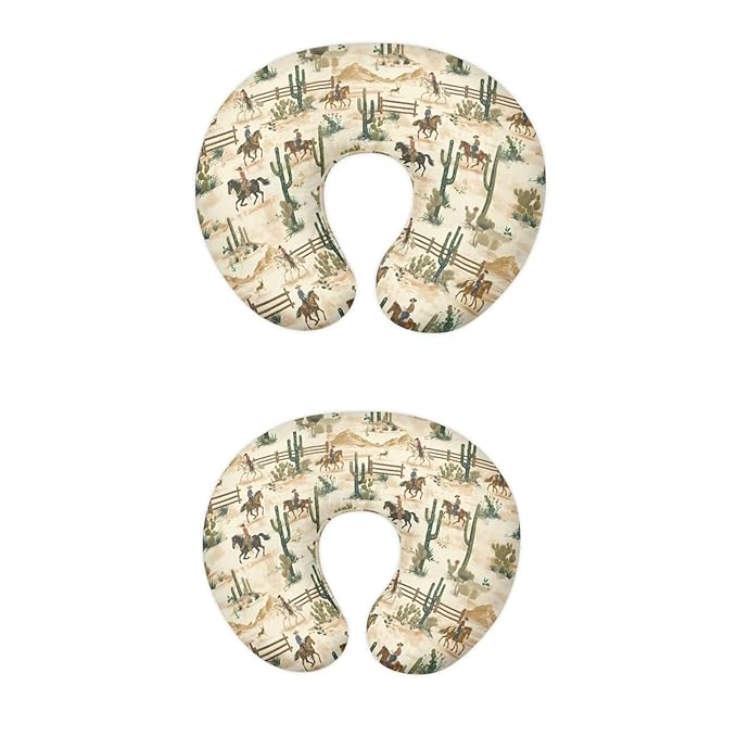 Cow Boy and Cacti Baby Nursing Pillow Cover Baby Breastfeeding Slipcover Infant Newborn Nursery Bottle Pillowcase Stretchy Replaceable Pillow Cover Slipcover