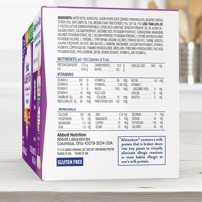 Similac Alimentum With 2'-FL HMO Hypoallergenic Infant Formula, for Food Allergies and Colic Due to Protein Sensitivity, Ready-to-Feed Baby Formula, 2-fl-oz Bottle, Pack of 48