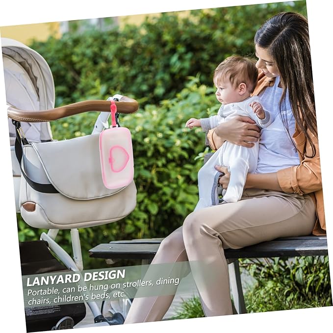 Healeved Baby Wipes Dispenser: On- The- Go Wipes Dispenser Travel Wipes Case Baby Wipe Holder Outdoor Stroller Wet Wipes Box Portable Refillable Wipes Container Pink