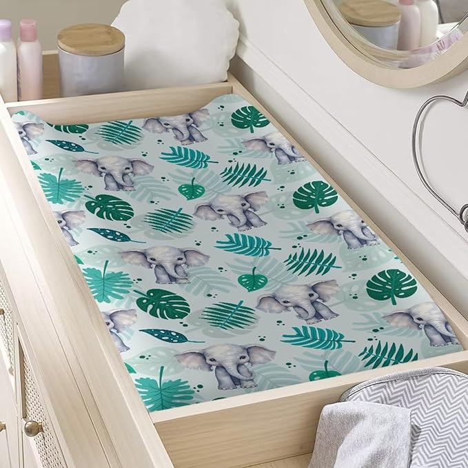 Elephant Changing Pad Cover Infant Newborn Hawaiian Changing Table Cover for Girl Baby Diaper Table Change Mat Sheet Cover