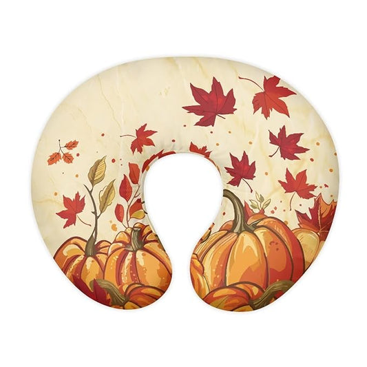 Pumpkins Maple Nursing Pillow Cover Breathable Neutral Breastfeeding Pillow Cover with Hidden Zipper Removable Thanksgiving Pillow Cover for Infant Snug
