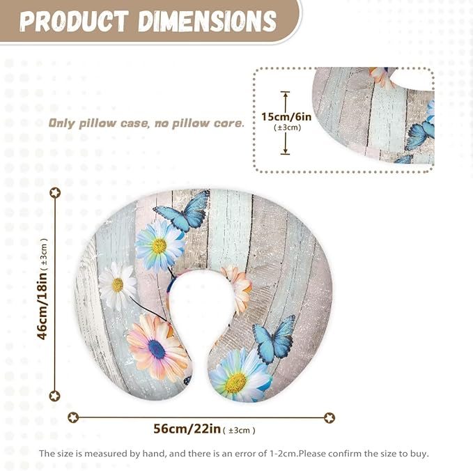 Nursing Pillow Cover, Breastfeeding Pillow Slipcover Fits Nursing Pillow for Baby Boy Girl，Washable Feeding Pillow Covers for Breastfeeding and Bottle Feeding,Daisy Butterfly(Cover Only)
