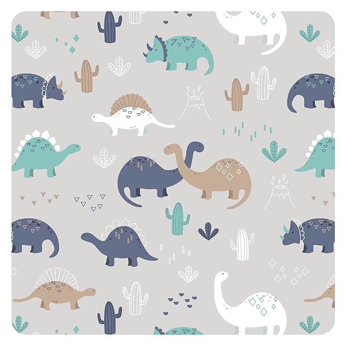 BapronBaby Desert Dinos Wet Dry Bag - Waterproof Two Zipper Pockets - Reusable for Mealtime, Diapers, Stroller, Snacks, Swimsuits - Machine Washable - 11" x 9"
