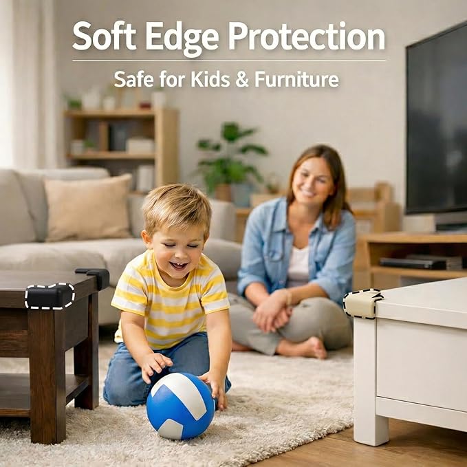 Corner Protector for Baby, 12 Pack EVA Foam Baby Proofing Corner Guards, Soft L-Shaped Furniture Edge Protectors for Tables and Sharp Corners, Tear-Resistant Updated Design, Black