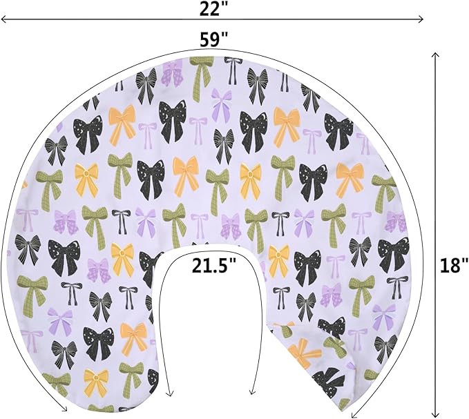 Colorful Halloween Bows Baby Nursing Pillow Covers for Boy Girl Fall Autumn Bows Nursery Pillowcase for Breastfeeding Pillows Spooky Cute Girly Ribbons Soft Stretchy Slipcovers for Newborn Infant