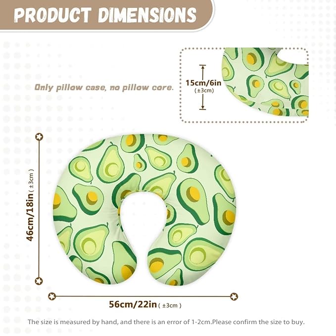Green Avocado Nursing Pillow Cover, Slipcover for Cartoon Fruit Breastfeeding Pillows Soft Comfortable Slipcover for Baby Boy and Girls