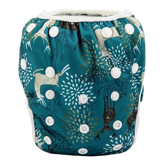Baby Swim Diaper Nappy Pants Reusable Adjustable 0-2 Years Old Toddler Small (Small, Regal Deer)