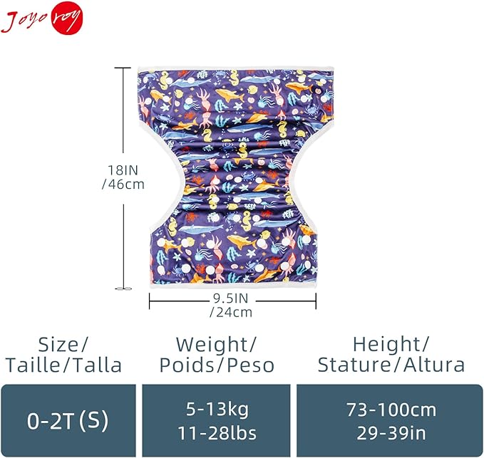 Joyo roy Baby Swim Diapers 2pcs One Size Adjustable Reusable Swim Diaper 2t Swimming Diapers Size 2 Soft Waterproof Washable Water Diaper 12-18 Months Baby Beach Essentials for Swimming Lessons