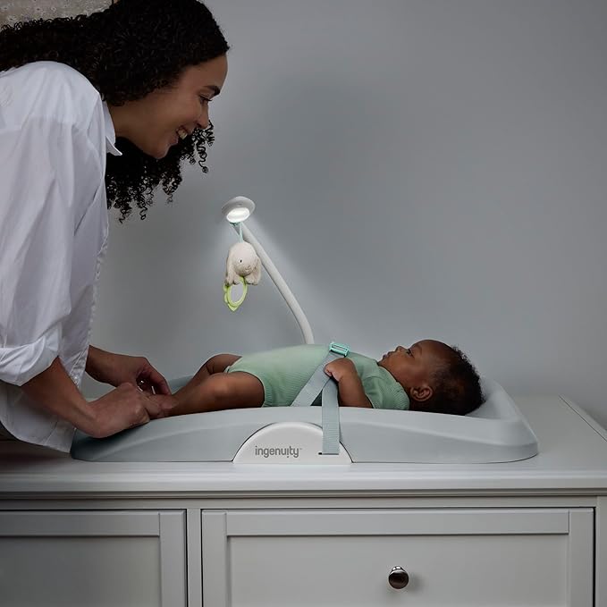 Ingenuity Day & Night Sylvi Baby Changing Pad - Includes Nightlight with Red Light Option to Promote Better Sleep, Easy to Wipe Clean, Ages 0M+