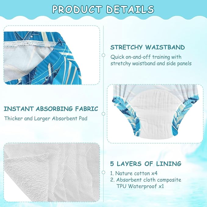 Toddler Training Pants, Airplanes Flying in The Sky Cotton Potty Training Underwear for Baby Boy Girl 3-Pack