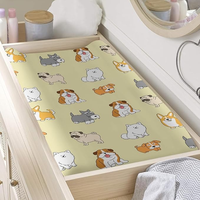 Baby Changing Pad Cover - Puppy Dog Cute Diaper Changing Table Pad Cover - Changing Pad Sheets for Girls Boys