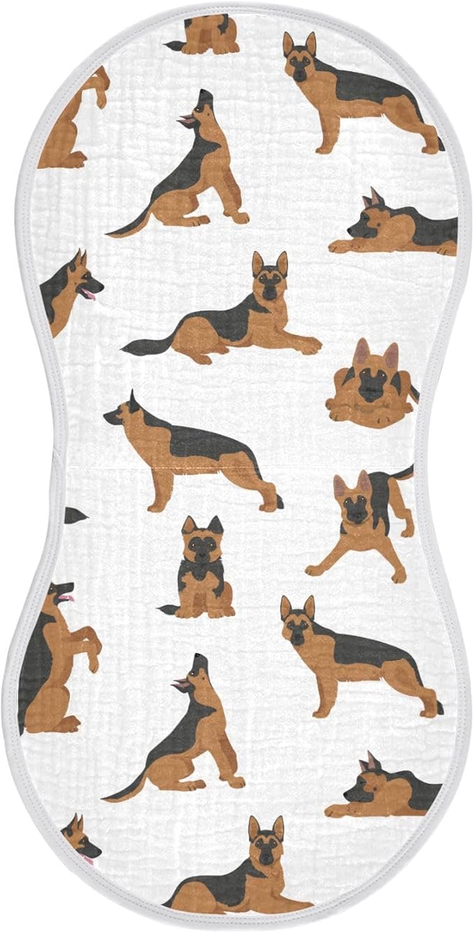vvfelixl Baby Burp Cloths German Shepherd Dogs Baby Newborn Cotton Burping Cloths Set Baby Washcloths 4 Pack White