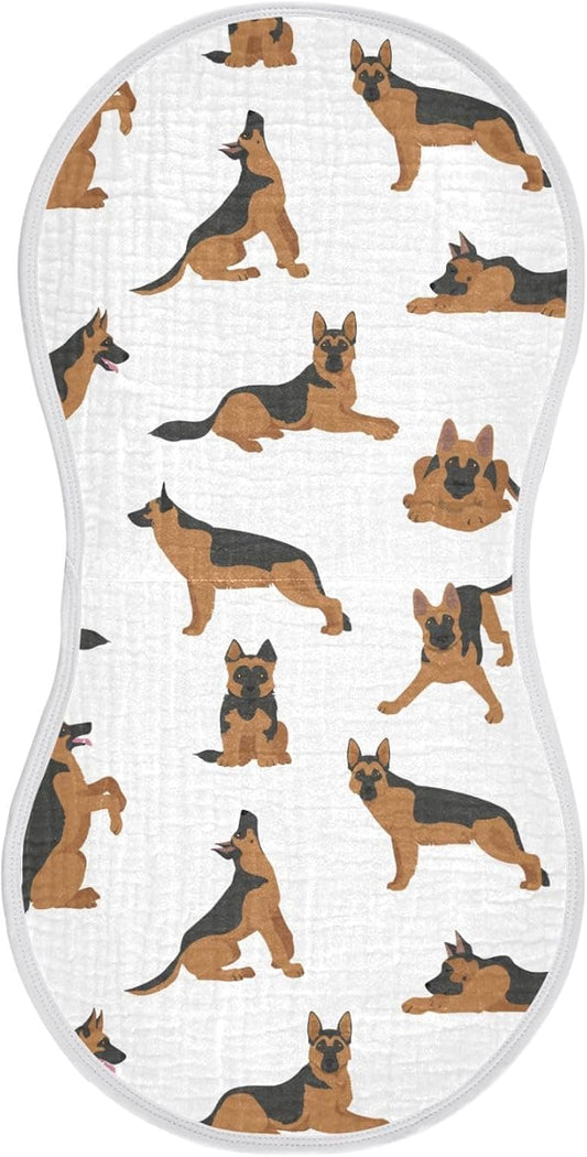 vvfelixl Muslin Burp Cloths German Shepherd Dogs Baby Washcloths for Baby Girl Boys 2 Pack White