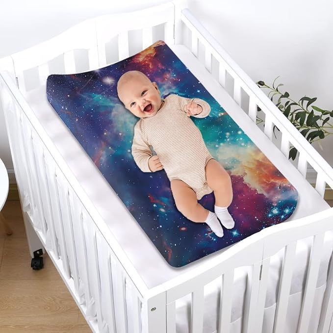 Rainbow Cloud Galaxy Changing Pad Covers, Stain Resistant Baby Diaper Change Table Covers Soft Change Sheet for Newborn Baby Boys Girls Machine Washable
