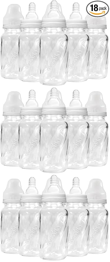 Evenflo Feeding Classic Glass, Twist Bottles, 4 Oz, 6 Bottles. (Pack of 3)