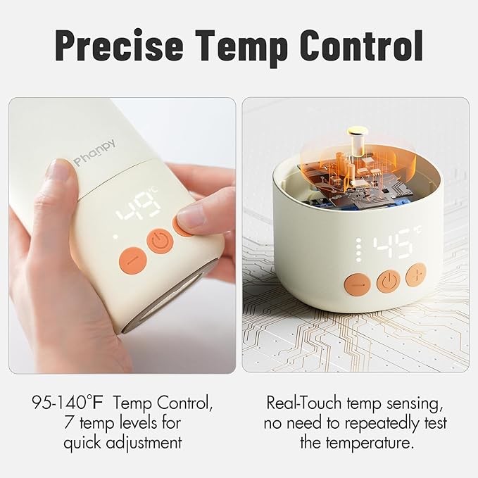 Phanpy Portable Bottle Warmer - Detachable 10000mAh Battery, 212°F Boil & Sterilization, 3 Min Fast Heating, 100W, 17 OZ Large Capacity, Designed for Travel Bottle Warmer On the Go