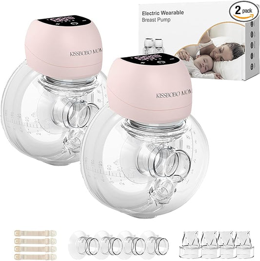 Wearable Breast Pump (ABP-1508PRO),4 Modes 12 Levels with LED Dispaly, Low Noise Painless Rechargeable Wireless Electrical (Pink 2PCS)