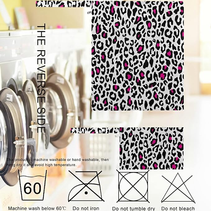 visesunny Pink Leopard Cheetah Spots Animal Print 2Pcs Diaper Changing Totes Wet Bags with Zippered Pockets Washable Reusable Roomy Cloth Diaper for Travel,Beach,Daycare,Stroller,Dirty Gym Clothes,Wet