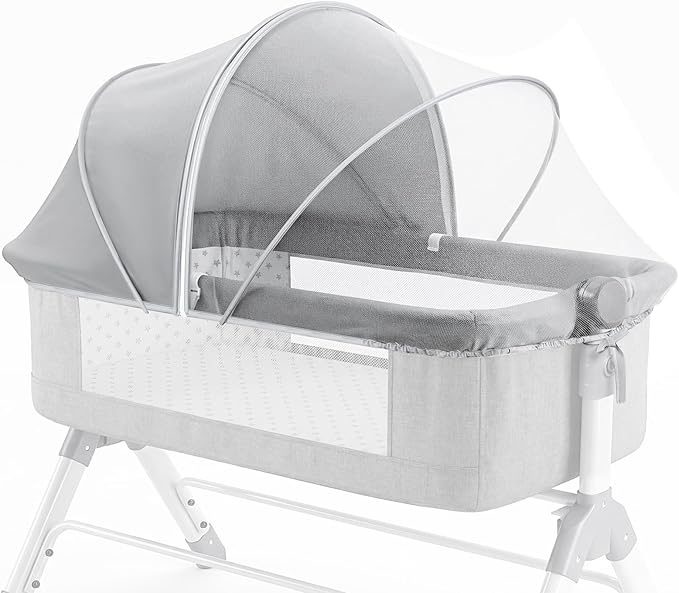 Orzbow Bassinet Cover for Cats - Breathable Mosquito Net Cover for Cradles/Travel Cribs/Mini Cribs, Baby Mosquito Net to Keep Pets Out, Baby Bassinet Accessories, Two-Way Self-Locking Zippers, White