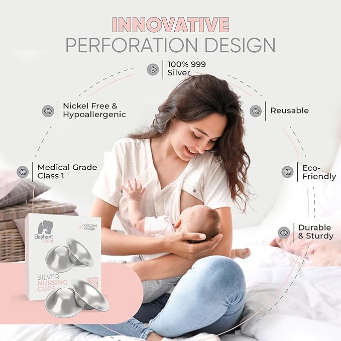Elepahnt Care - Nipple Shields for Breastfeeding – Soft Silicone Protection for Cracked or Painful Nipples – Helps Baby Latch – Breastfeeding Essentials for New Moms – Includes Case