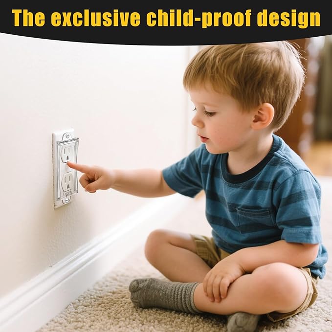 4 Light Switch Guard Cover, Baby Proof Wall Switch Cover Guard for Rocker Light Switch Protects Your Lights or Circuits from Being Accidentally Turned On or Off (Clear)