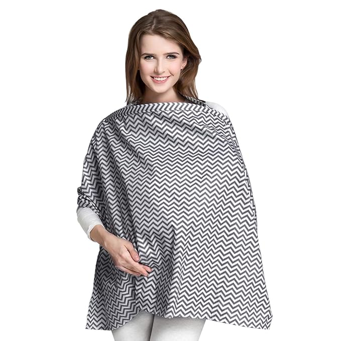 SONARIN Stripes Premium Breastfeeding Nursing Covers,4 in 1 Multifunction,with Storage Bag & Towel Corners,Nursing Scarf,Breathable & Lightweight(Black)