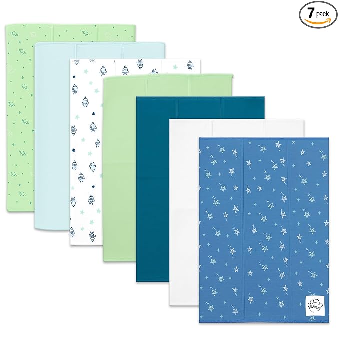 Baby Burp Cloths for Boys and Girls - 7 Pack Large 100% Cotton - Double Layered Extra Absorbent Burp Rags, Blue
