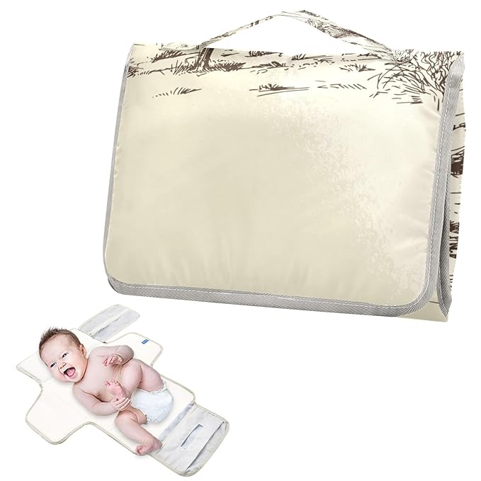 West Desert with Cowboys Portable Diaper Changing Pad - Waterproof Foldable Baby Diaper Changing Pad with Built-in Pillow, Travel Diaper Changing Mat for Newborn Baby