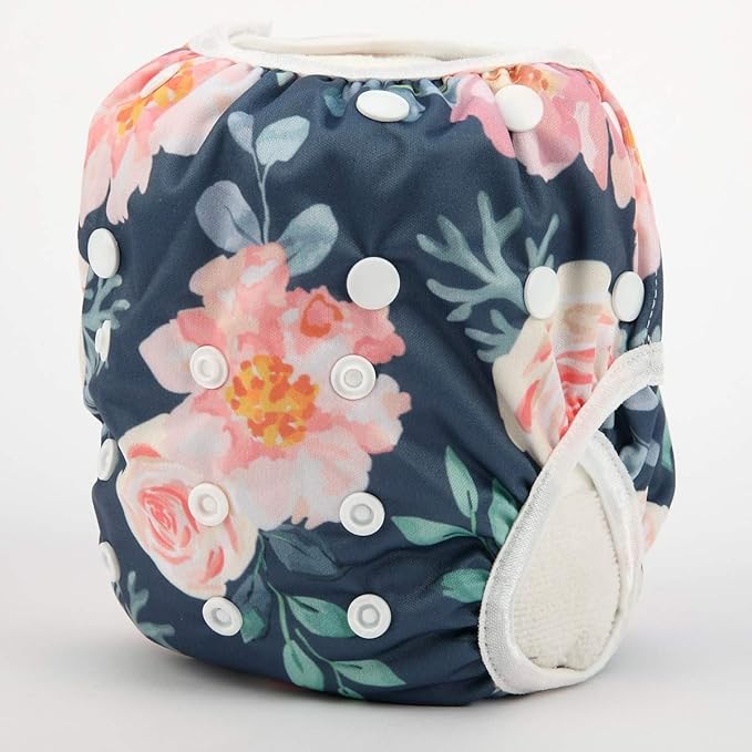 Baby Swim Diaper Nappy Reusable Adjustable 0-2 Years Old Toddler Small (Small, Floral)