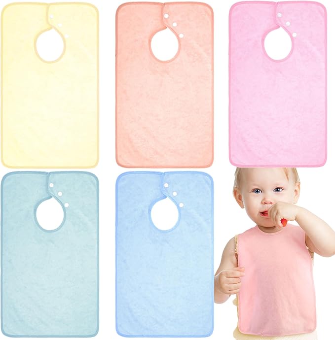 Hercicy Full Coverage Pullover Toddler Baby Bibs Terry Cloth Bibs with Snap Button for 0-4 Years Unisex Feeding Drooling