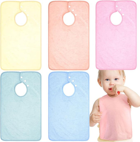 Hercicy Full Coverage Pullover Toddler Baby Bibs Terry Cloth Bibs with Snap Button for 0-4 Years Unisex Feeding Drooling