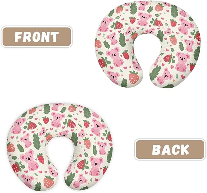 Strawberry Koala Nursing Pillow Cover for Newborn Feeding Pillow Cover U-Shaped Breastfeeding Pillow Case Hidden Zipper Design Soft and Skin-Friendly Xmas Decor