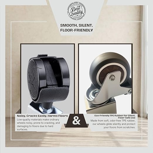 4-Pack Heavy-Duty Wheels Compatible with Stokke Tripp Trapp High Chair - 2-Inch Silent Casters with Chrome-Plated Steel Brackets, 360° Rotation, No-Scratch Design, Supports 176 lbs (1 STE)